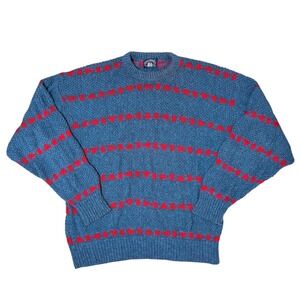 Vintage Boathouse Row Blue Red Geometric Knit Sweater Mens XL